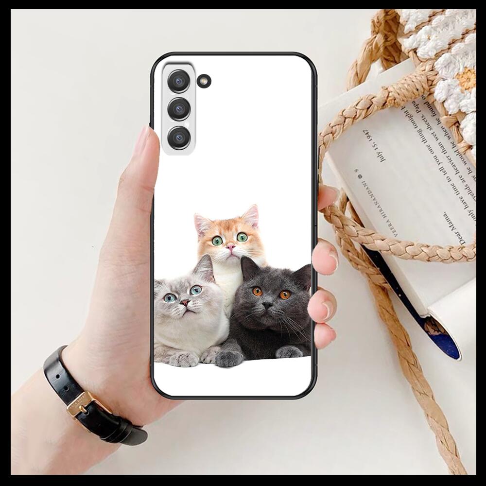 Funny Cartoon Cat Phone Cover Hull For SamSung Galaxy S6 S7 S8 S9 S10E S20 S21 S5 S30 Plus S20 Fe 5G Lite Ultra Edge