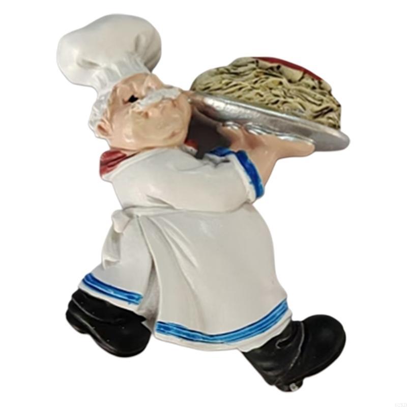 62KD Resin Chef Fridge Magnet Italian French Chef Figurine Statue Refrigerator Magnets Home Kitchen Restaurant Decorations