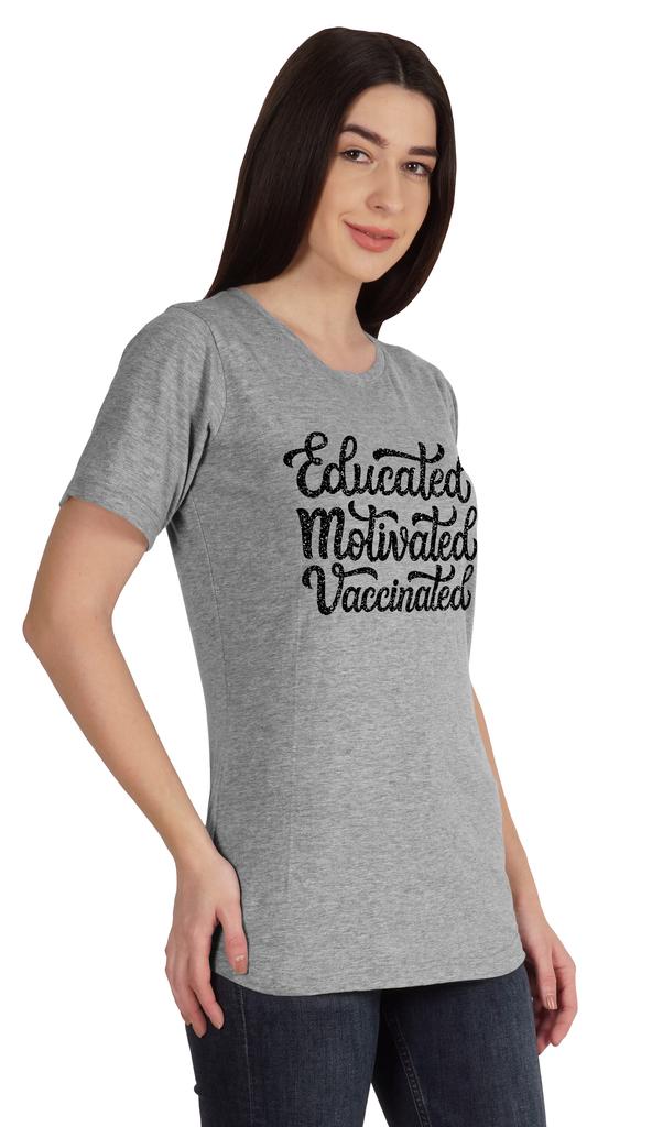 Inkmeso Educated Motivated Vaccinated Funny Pro-Vaccine T-shirt Tops For