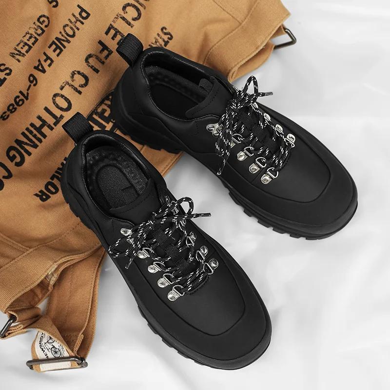 Mountaineering Men's Shoes Outdoor Hiking Shoes Mountain Vintage Cargo Thick Sole Increase Sports Casual Fashion Shoes