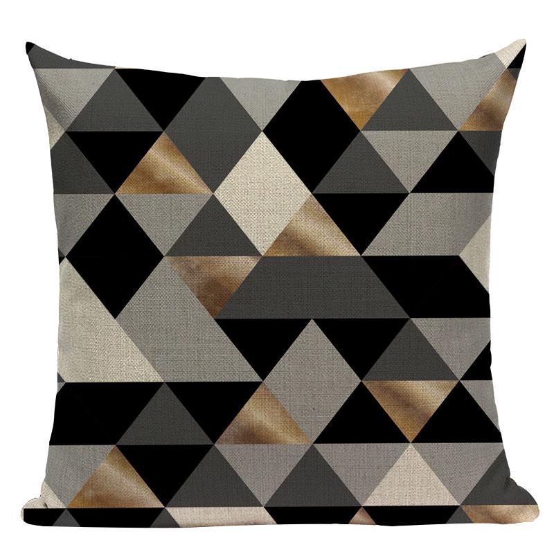 Geometric Black Blue Cushion Cover  Stripe Textile Decor Throw Pillows Covers 45Cmx45Cm Square Sofa Bed  Throw Pillow Cover