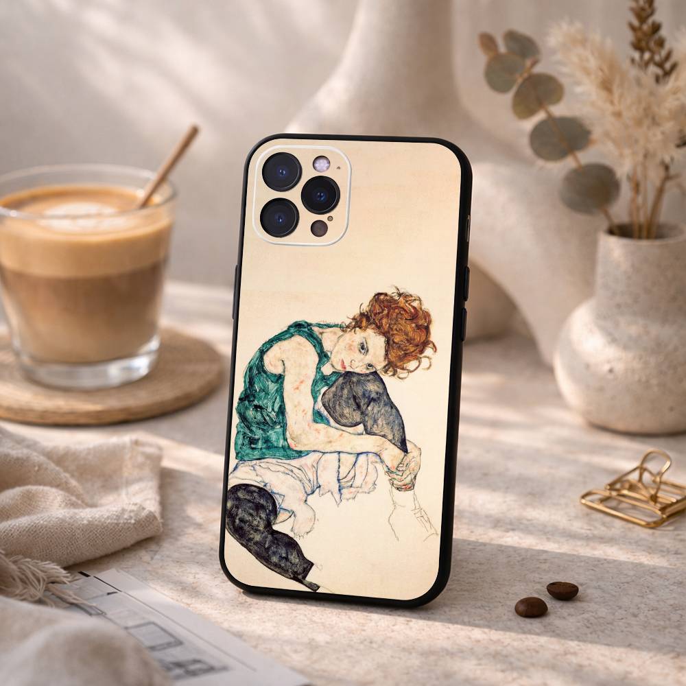 E-Egon S-Schiele Phone Case For iPhone17 16 15 14 13 12 11 Pro Max Plus,5G Soft Black Case