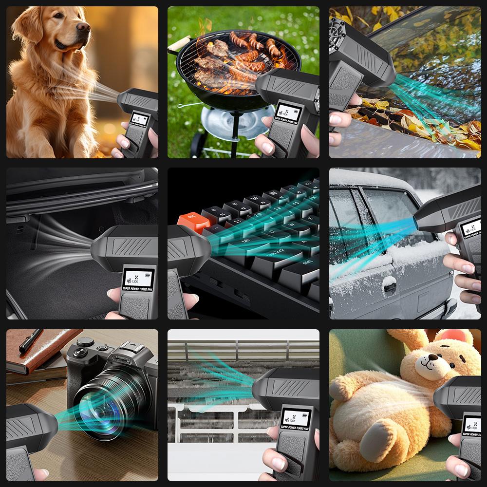 Portable 130000 RPM Type-C Charging Electric Air Duster Car Blowing Snow Cleaning Blower Tool 4 Gears adjustable Turbo Jet Fan