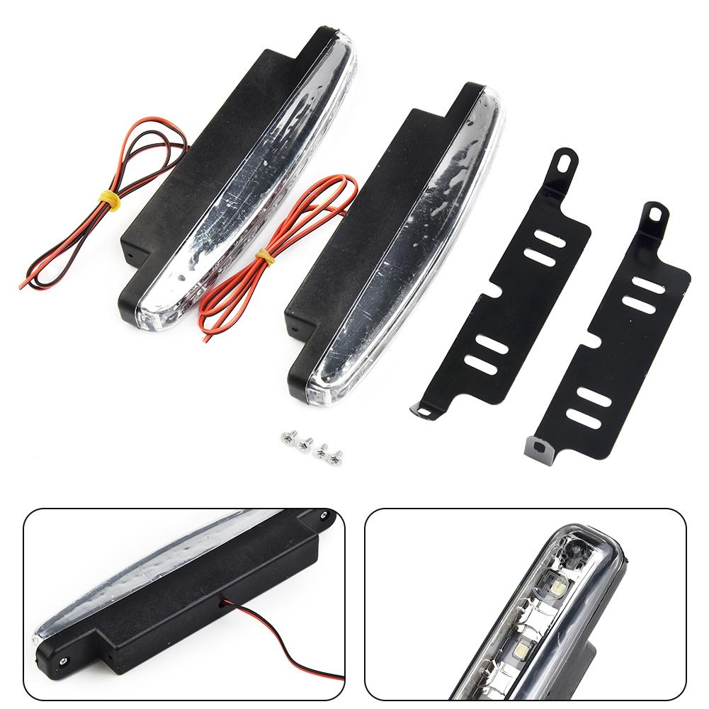 PC+Metal Car LED Lights 6000-6500K White 155x17.8x35.6mm 8-LED Running