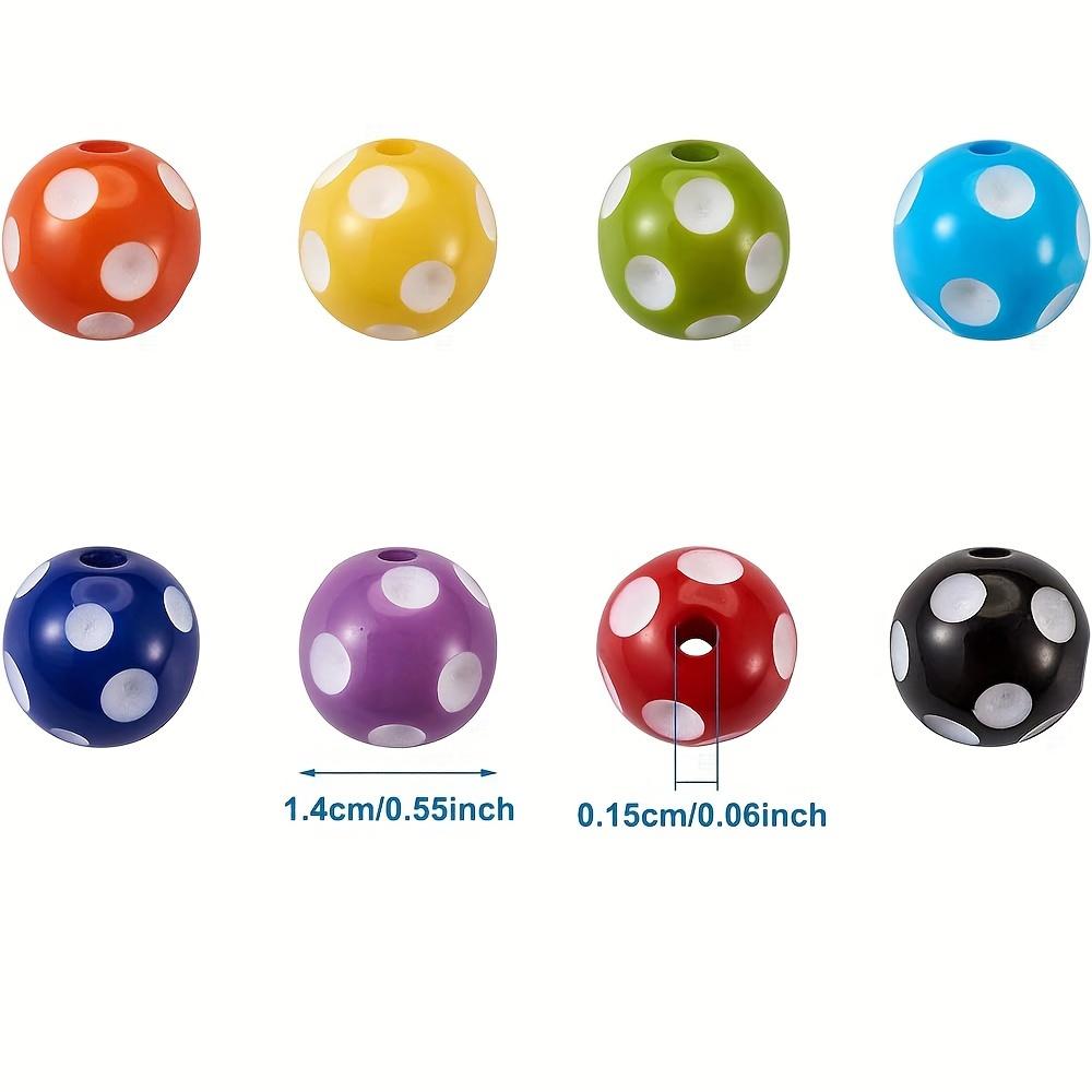 4/8/16pcs 14mm Opaque Block Shaped Bubble Gum Beads with Polka Dot Pattern, Mixed for DIY Craft Beads In Rainbow Bracelets, Necklaces, Jewelry Making