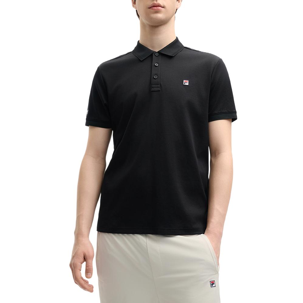 Fila Heritage Fashion Casual Versatile Short Sleeve Polo Shirt Men Polo Shirts Black F11M528121ABK