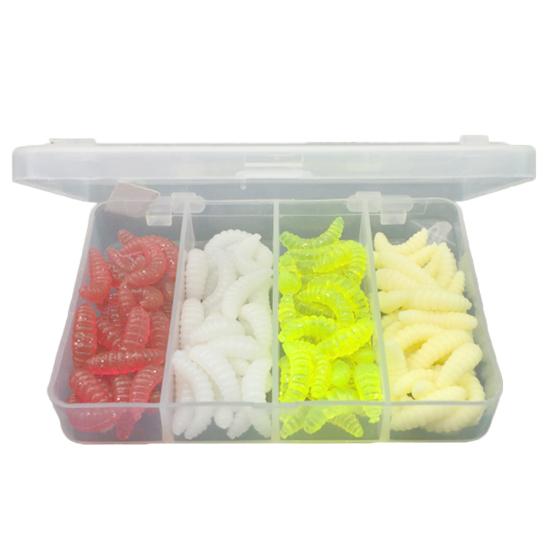 

100pcs 4 цвета maggot Grub наружная рыбалка приманка червь силикон мягкая приманка инструмент