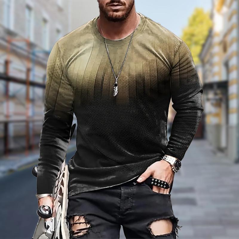 

Новые мужские футболки с 3D-зеленым градиентным принтом, футболки с длинным рукавом и круглым вырезом, повседневные пуловеры, мужская одежда больших размеров 8XL серый