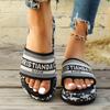 Thick-bottomed open-toed embroidered slippers for women's summer new muffin round head one-character beach sandals for women