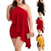 Ruched Asymmetrical Waist Tight Backless Sexy Dress Women One Shoulder Slim Fit Evening Party Dress