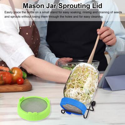 2Pcs Stainless Steel Sprouting Lids with Stand Convenient Efficient Wide Mouth Design Sprouting Covers