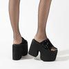 Fashion 13cm Chunky Heel Sandals For Women Black Platform Open Toe Slippers Punk High Heels Slippers Summer Sequin Shoes Sandalias Mujer