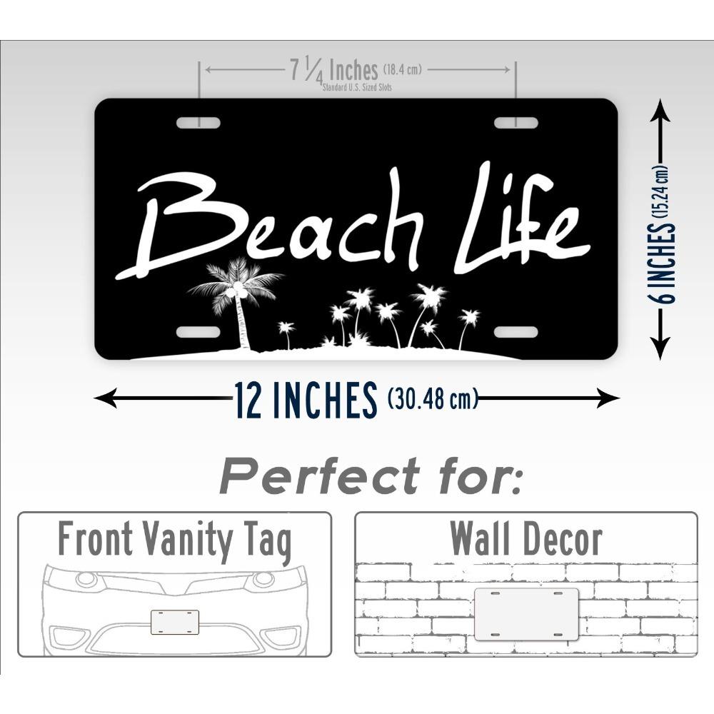 Personalized Beach Life License Plate UV Resistant Palm Trees Sand Sun Car Tag Custom