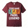 Personalised Your Name The Padel Legend Cotton TShirt for Padel Fans Tennis Player Silhouette Sports Casual Printed Unisex Tops
