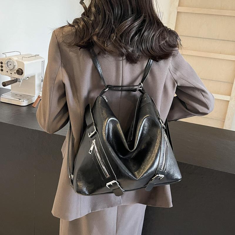 Tote bag women's 2025 new large-capacity commuter backpack retro versatile single shoulder crossbody high-end backpack