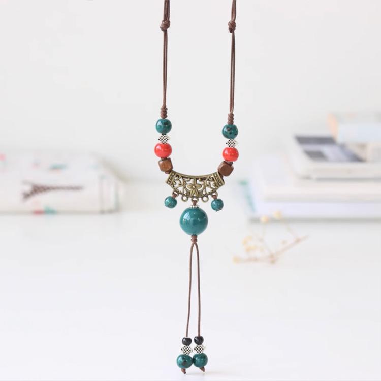 

Керамическое ожерелье-цепочка в винтажном стиле: Длинное женское ожерелье ручной работы в китайском стиле античный бронзовый