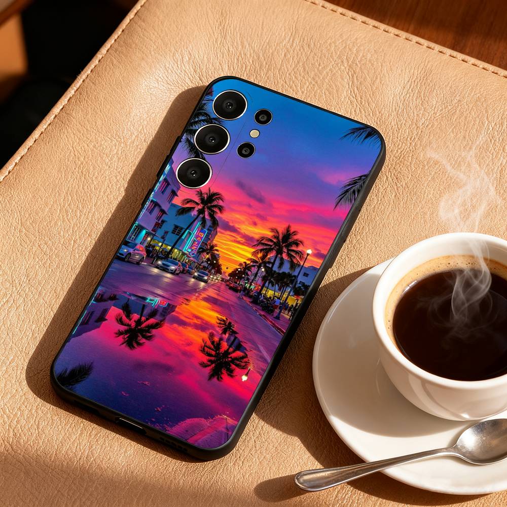P-Malerei S-Sonnenuntergang Handyhülle Für Samsung S25,24,23,22,30,21,10,9,Ultra,Plus,Lite,FE Weiche Schwarze Hülle