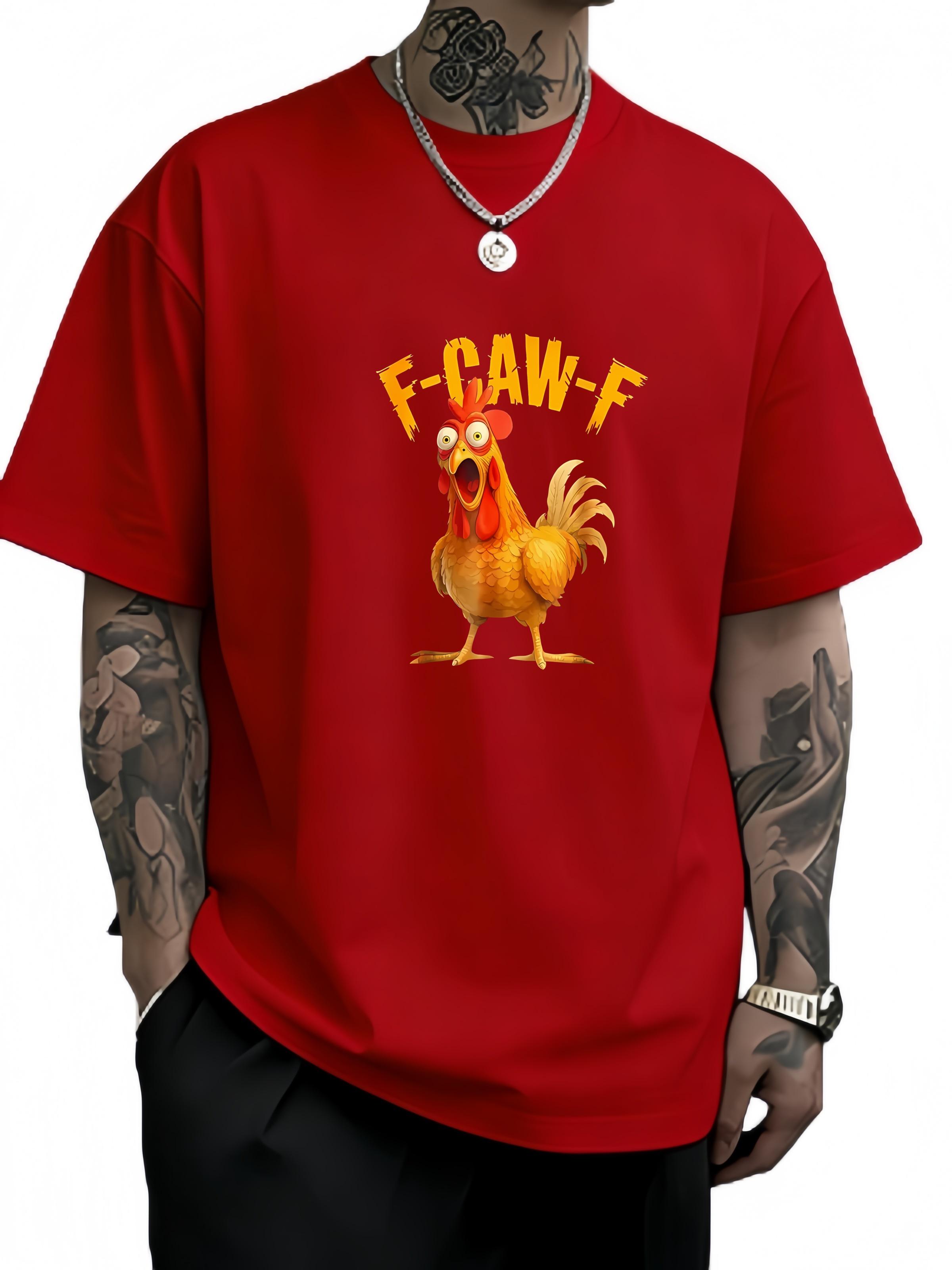 FCawF Funny Chicken Humor Quote Rooster Meme Mens TShirt Graphic Casual T Shirt Streetwear Hipster Loose Women Tee S