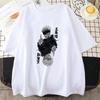 Fashion Jujutsu Kaisen Satoru Gojo Anime Printed Lady O-Neck Short Sleeve Women's T Shirt Black White Short Sleeve Polyester