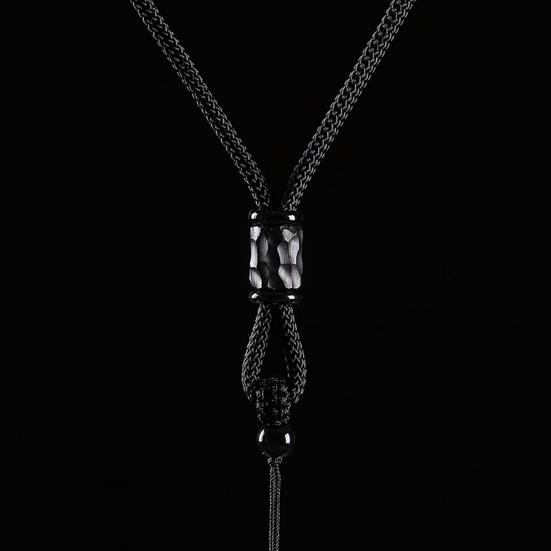 Hand-Woven Black Jadeite Gold Pendant Rope for Men & Women