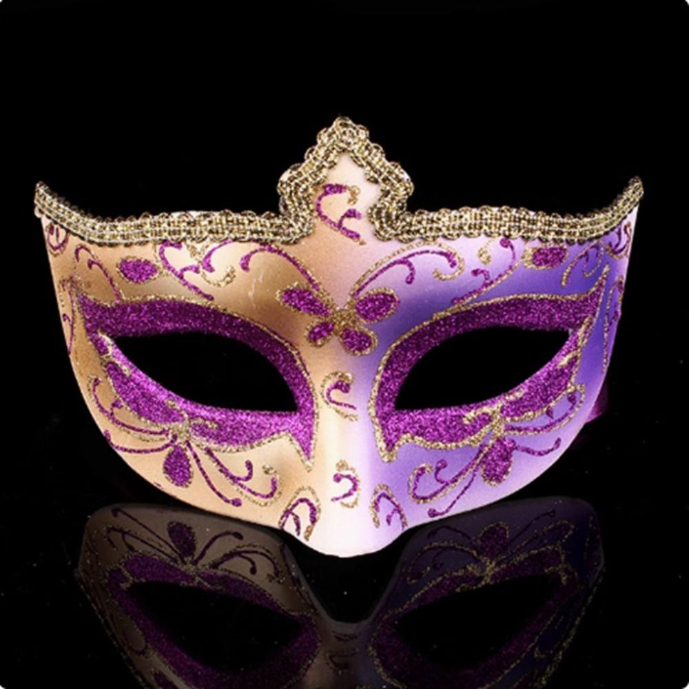 Party Cosplay Props Halloween Masks Plastic Venice Mask Simple Glitter Mask  Women