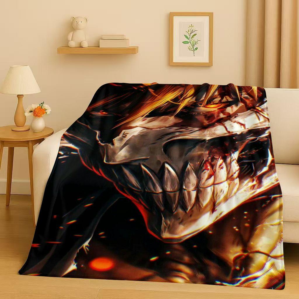 Anime Bleach Kurosaki Ichigo Cartoon Flannel Blanket,Ultra Soft Warm Plush Throw for Home Bedroom Bed Sofa Cover Travel Kid Gift