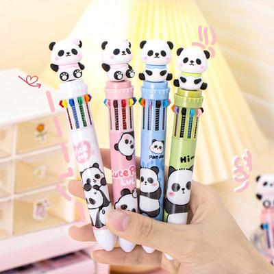 Panda Şekilli Tükenmez Kalem Pürüzsüz Yazım Deneyimi Kalem Tek Tasarımda 10 Renk Okul Ofis İçin Basmalı Tükenmez Kalem