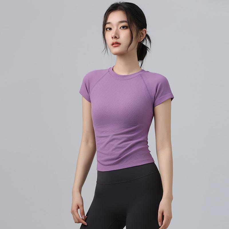 Women's Slimming Yoga Suit: Short Sleeve, Round Neck, Breathable Fitness & Running T-Shirt