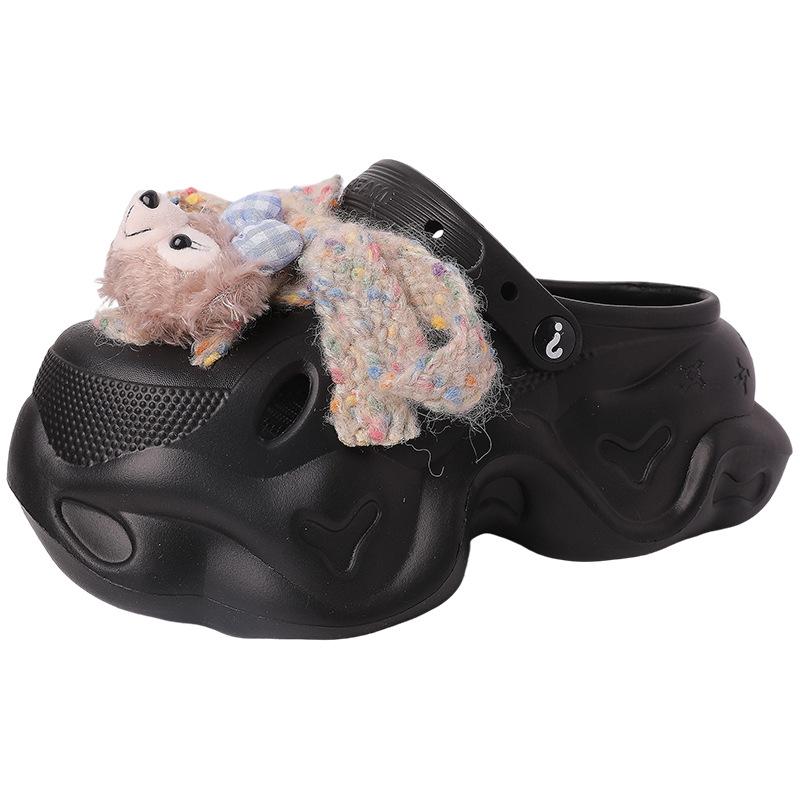 Cartoon Cute Hole Shoes Women's New Muffin Thick-soled Non-slip Bag Head Cool Slippers Tide