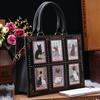 Modische Katzen-Elf Handtasche Top-Handle-Tote-Bag Quadratische Crossbody-Umhängetasche Niedliches Katzenmuster Vielseitige Tote-Bag Aktentasche für Damen