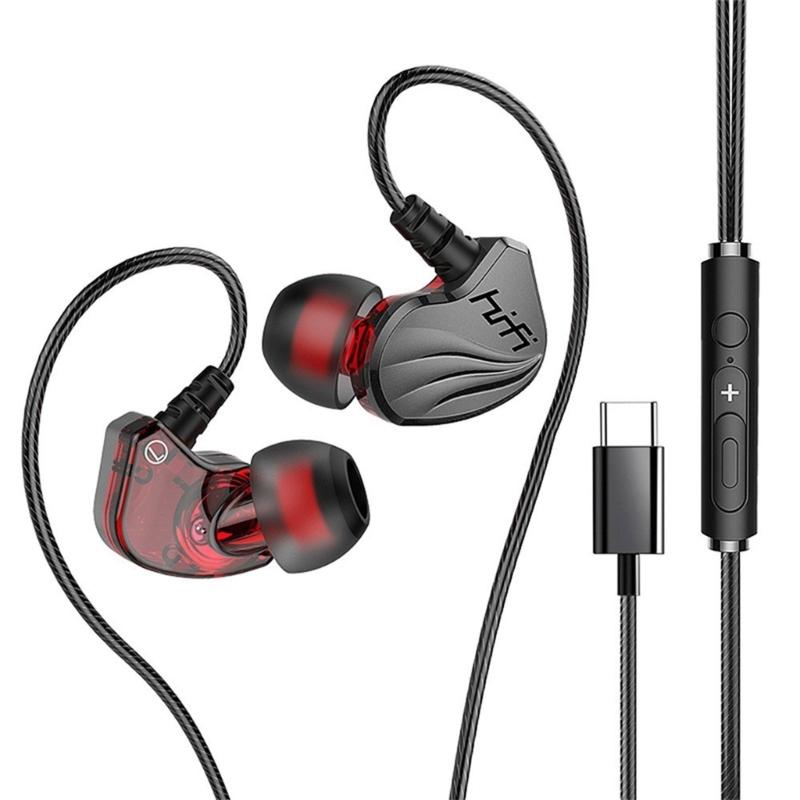 Corded In Ear Headphones With 3.5Mm / Type C Earbuds For Sports Running Gaming Bass Sound TPE Braided Cable