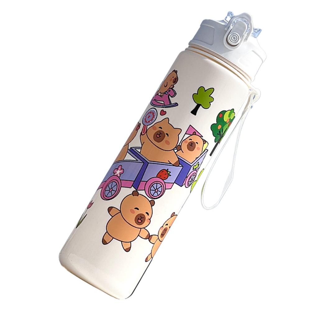 800ml Capybara Cute Water Cup with Straw & Handle Sports Water Bottle Portable Drinking Bottle for Boys Girls Daily Use