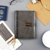 A5 Business Planner with Lock, Antique Style, Loose-Leaf Diary with 6-Ring Lock, Card Storage, High-Quality Waterproof PU Leather, Brown, 230x180mm, P