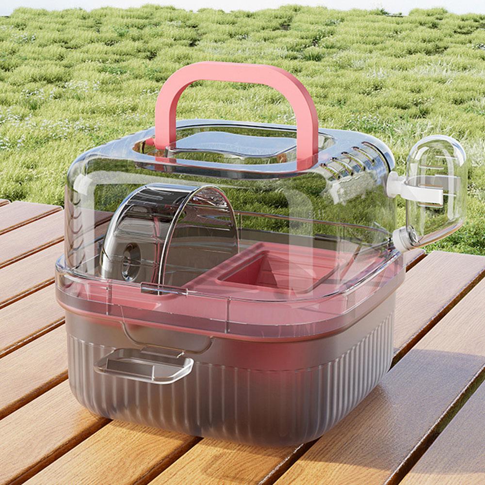 Chinchilla Cage Translucent Hamsters Travel Carry Case Large Capacity Breathable Hedgehog Pet Carrying Box With Water Bottle