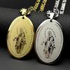 Katholische Spanische Gebet Our Lady of Guadalupe Ovales Halsketten für Damen Herren Edelstahl Goldfarbe Marien Kette Schmuck