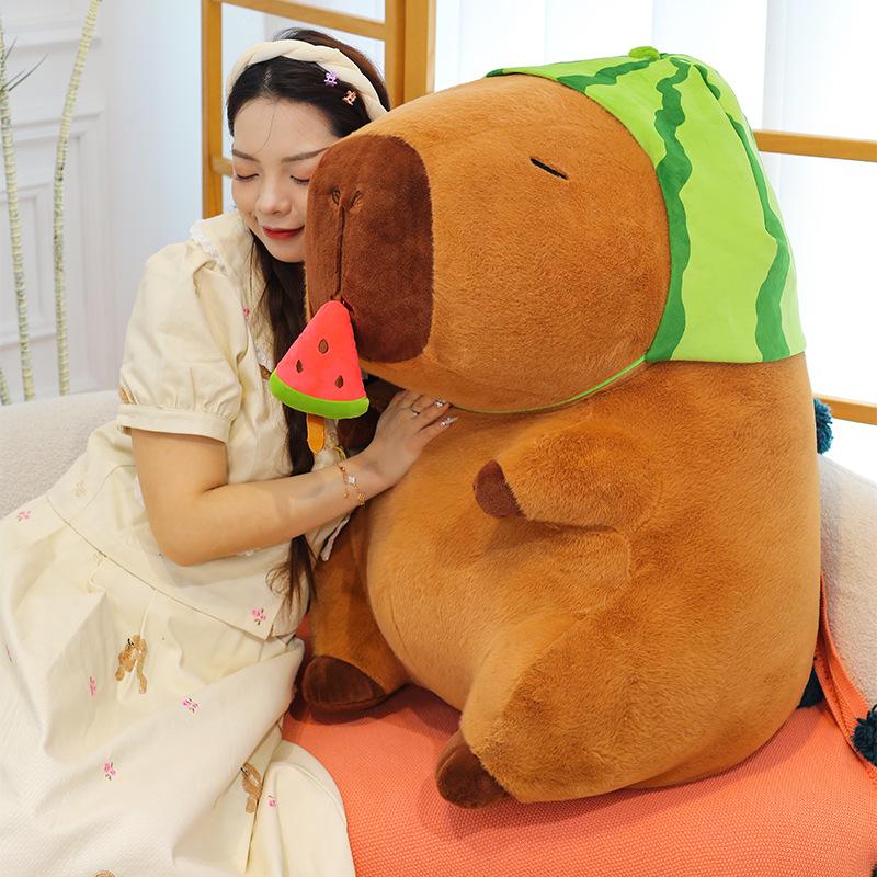 Capybara Puppe Dehnbare Mütze Wassermelone Capybara Plüschtier Puppe Geschenk