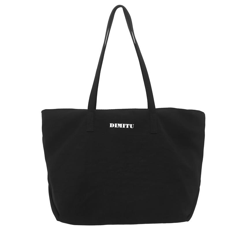 

Нейлонова сумка великої місткості Сумка на плече Жіноча однотонна сумочка Студентська сумка для приміських поїздок чорний