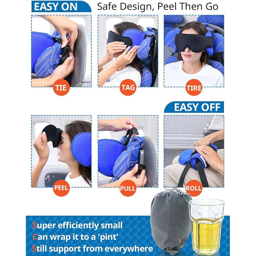 3D Contoured Travel Pillow 100% Blackout Zero Eye Pressure Sleeping Mask Soft Adjustable for Airplane Comfort