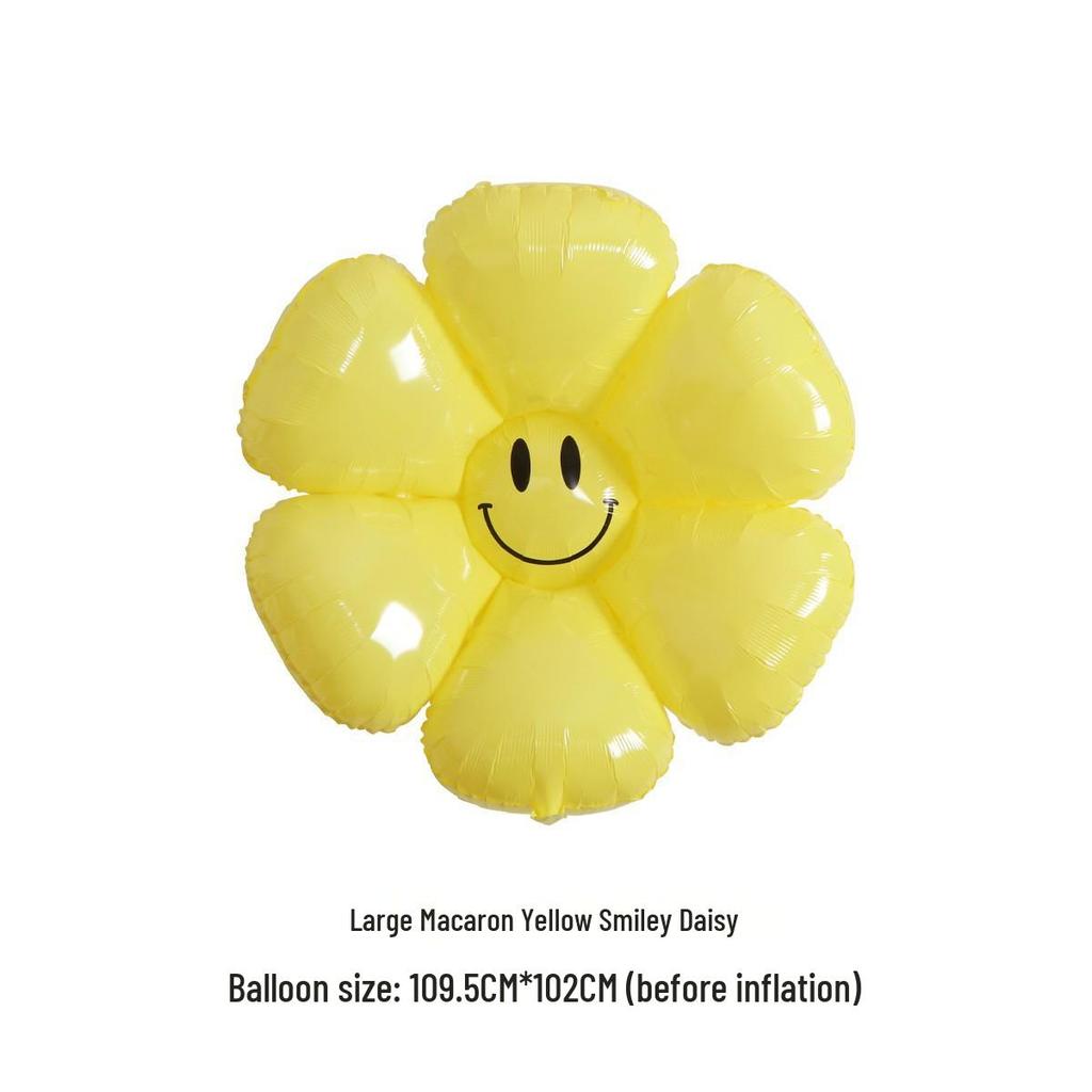 Daisy and Sunflower Balloons - Kids' Birthday and Wedding Decoration, Aluminum Foil with Smiley Faces