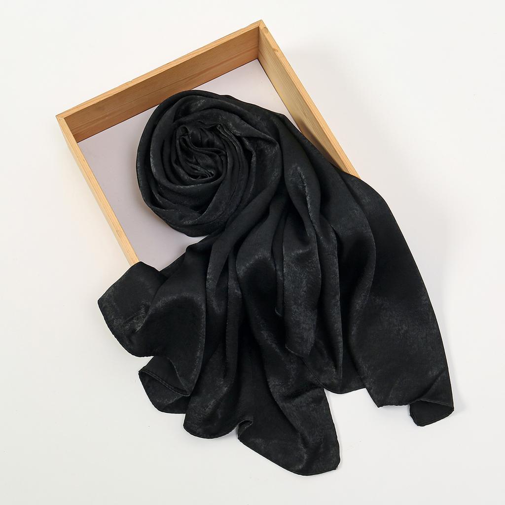 Premium Shiny Hijab Silk Scarfs Woman Muslim Hijab Head Scarf Headwraps Fashion Bufandas Silk Scarves Shawl Headband