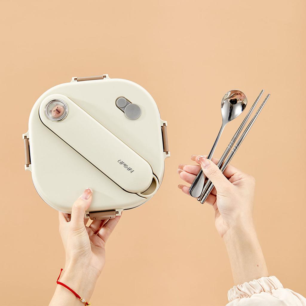 Large Capacity Lunch Food Container With Cutlery 3/4 Grid Leak-proof Divided Bento Box Student Children's Lunch Box Microwave