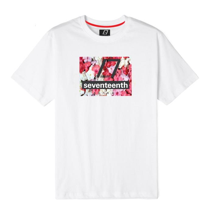 Seventeens Floral Square Wine Short Sleeve T-Shirt White L