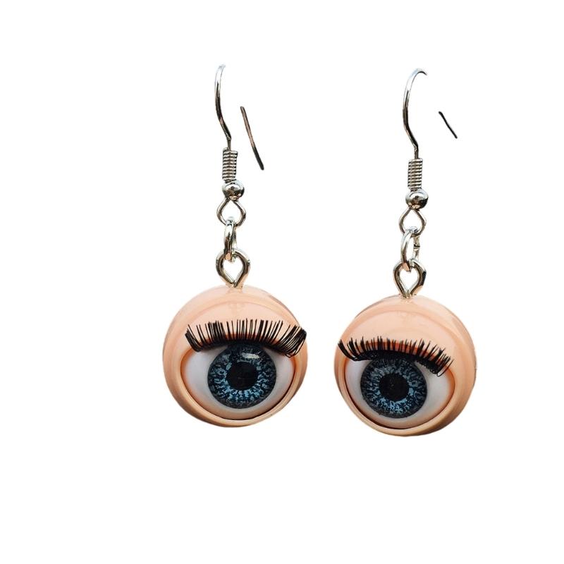 

Punk Style Acrylic Doll Eye Earrings With Eyelashes Lightweight Gothic Ear Jewelry For Women Girls