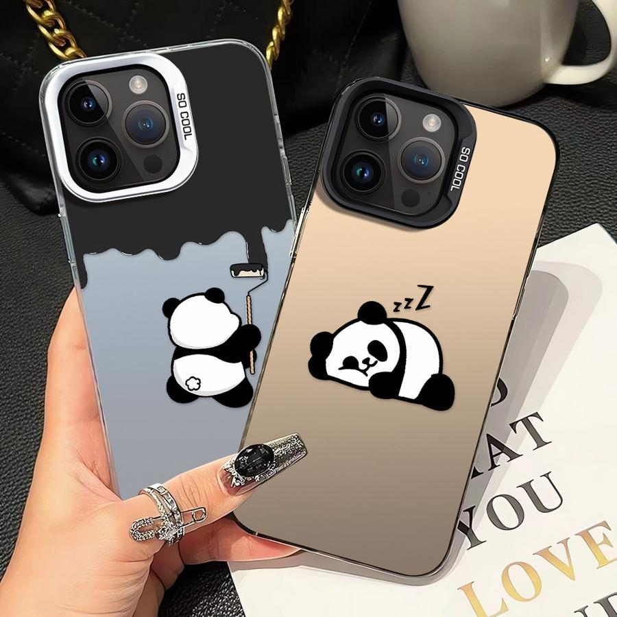 Soft Shell Phone Case for iPhone 14 15 16 Plus 11 12 13 Pro Max 16e Cute Cartoon Panda