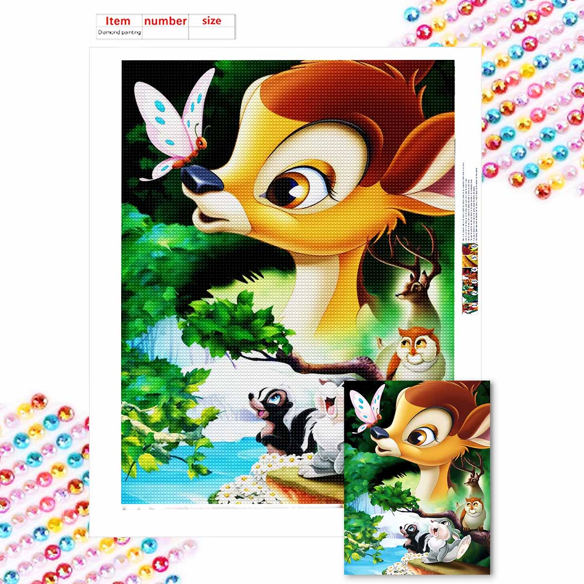 

Full Round Diamond Painting The Deer and The Butterfly Art Rhinestone Picture Mosaic DIY 5D Cross Stitch Embroidery Home Decoration Round 20x30cm