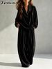 Women's Autumn New Style Casual Fashion Velvet Long Sleeve Pants Set