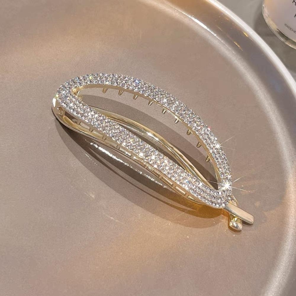 Diamond Inlay Rhinestone Banana Shape Hair Claws Decorations Barrettes Ponytail Holder Hairpins