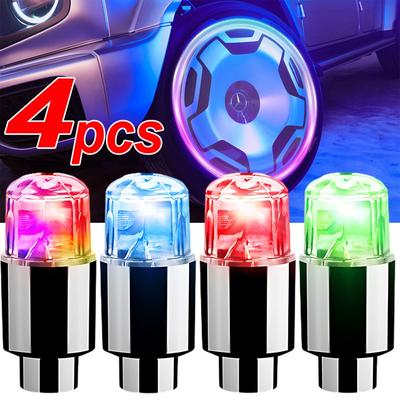 4/1ks Světla na ventilky pneumatik aut Autolampa LED barevná Univerzální pro automobil Motocykl Kolo Protiprachový kryt ventilku Pneumatikové lampy