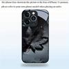 Black Leaf Pattern Glass Material Phone Case For iPhone 17 16 15 14 13 12 11 Pro Max 16E 17Air 7 8 15 Plus XR XS X Cover