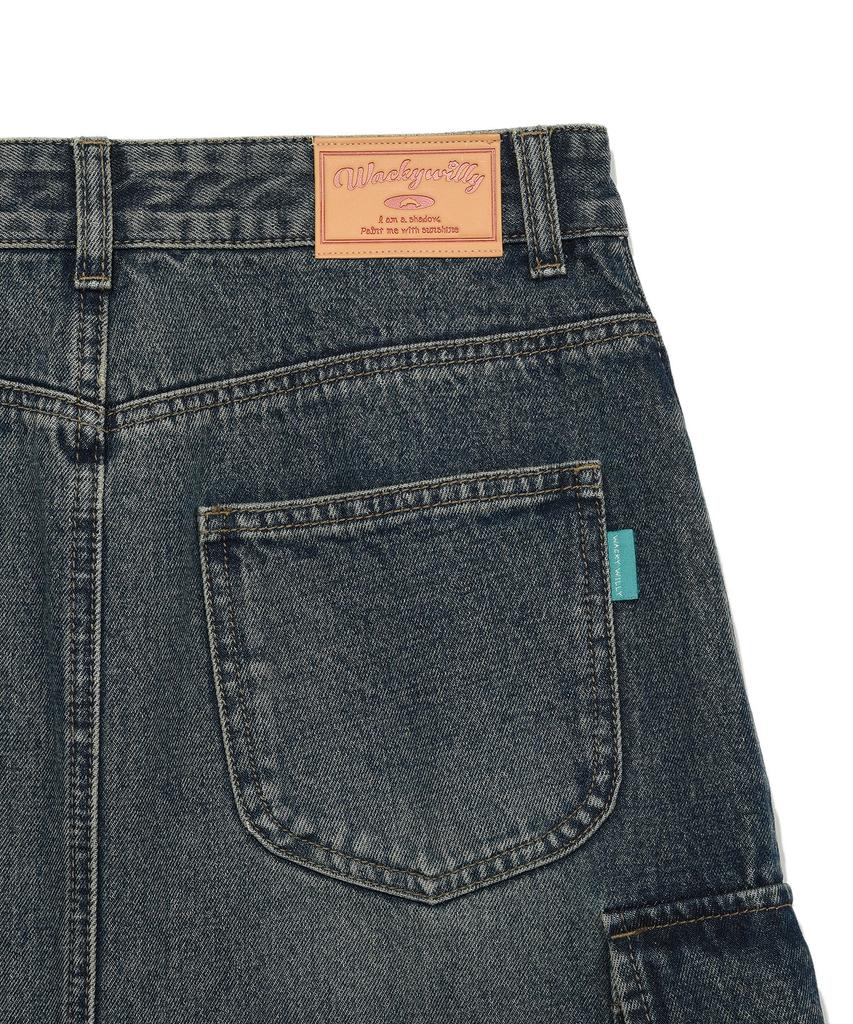 Wacky Willy Women'S Denim Long Cargo Skirt Blue